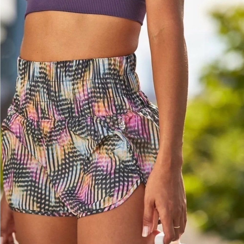 FP Movement by Free People Multicolor Striped Tie-Dye Athletic Shorts